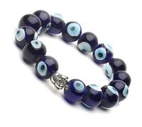 Bracelet indien Reiki fait à la main pour homme et femme avec mauvais œil bleu, taille M, sans pierre précieuse
