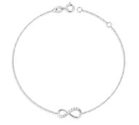 Bracelet infini en or blanc - L'ATELIER D'AZUR - Or blanc 375/000 - Motif infini pavé de zirconiums - Longueur 18cm