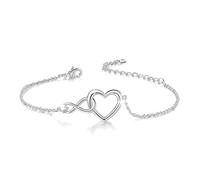 Bracelet infini femme, coeur bracelet femme infini amour réglable bracelet d'amour infini (Argent)