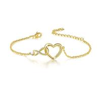 Bracelet infini femme, coeur bracelet femme infini amour réglable bracelet (Or)