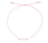 Bracelet Infini Or Jaune - Cordon Rose - Femme