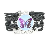 Bracelet Infinity, Coloré, Papillon, Art, Ajustable, Cuir, Tressé, Noir