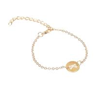 Bracelet Initial Personnalisé en Acier Inoxydable Plaqué Or - Lettre avec Breloques, Pièce Délicate, Disque Délicat pour Femmes et Filles - Avec Anneaux (K, One Size)