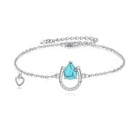 Bracelet initiale POPLYKE en forme de foi/fer à cheval en argent sterling pour femme - Bijoux cadeaux, 0.64*0.62 inch, Argent sterling, Pas de pierre précieuse