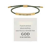 Bracelet inspirant « Dieu est aux commandes » en acier inoxydable, bracelet tressé réglable avec inscription (D, 26cm)