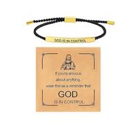 Bracelet inspirant « Dieu est aux commandes » en acier inoxydable, bracelet tressé réglable avec inscription Mqj843 (A, 26cm)