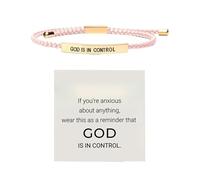 Bracelet inspirant « Dieu est aux commandes » en acier inoxydable, bracelet tressé réglable avec inscription (C, 26cm)