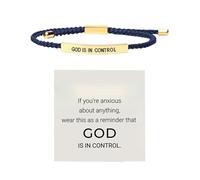 Bracelet inspirant « Dieu est aux commandes » en acier inoxydable, bracelet tressé réglable avec inscription (B, 26cm)