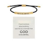 Bracelet inspirant « Dieu est aux commandes » en acier inoxydable, bracelet tressé réglable avec inscription (A, 26cm)