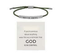 Bracelet inspirant « Dieu est aux commandes » en acier inoxydable, bracelet tressé réglable avec inscription (D, 26cm)