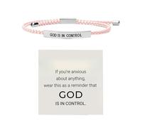 Bracelet inspirant « Dieu est aux commandes » en acier inoxydable, bracelet tressé réglable avec inscription (C, 26cm)