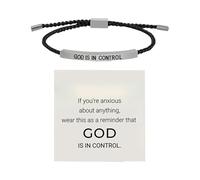 Bracelet inspirant « Dieu est aux commandes » en acier inoxydable, bracelet tressé réglable avec inscription (A, 26cm)