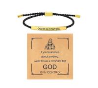 Bracelet inspirant - God Is In Control Bracelet tissé | Fermoir réglable en acier inoxydable, cordon tissé à la main, résistant à la rouille, pour la foi chrétienne
