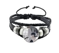 Bracelet japonais en cuir avec motif Death Note de la mort - Motif dessin animé imprimé en verre - Bracelet multicouches - Bijoux cadeaux, 20 mm, Verre