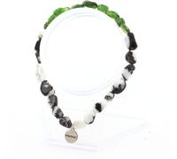 Bracelet jaspe zébré du Brésil + diopside du Brésil, taille adaptable