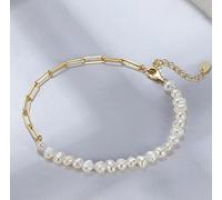 Bracelet Jonc Argent Femme,Bracelet Ajustable en Argent Sterling avec Perle d'eau Douce Naturelle Baroque Bracelets D'Amitié Dorés Cadeau S925 Bijoux en Argent pour Femme Petite Amie Femme