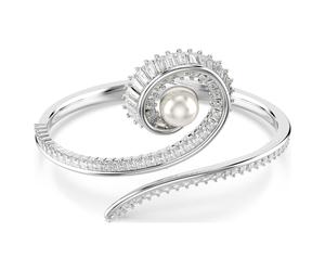 Bracelet-jonc Ariana Grande x Swarovski, Crystal Pearl, Taille baguette, Blanc, Métal rhodié S