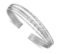 Bracelet jonc empilable en argent sterling 925 plaqué rhodium poli et brillant à 6 fils pour femme 10,75 mm