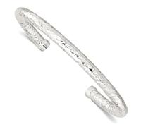 Bracelet jonc empilable en argent sterling 925 poli texturé pour femme