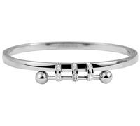Bracelet jonc en acier inoxydable argenté, bracelet en acier inoxydable strass moderne