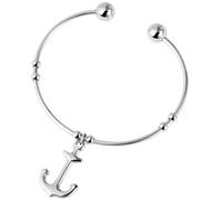 Bracelet jonc en Acier Inoxydable avec Ancre en Argent