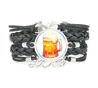 Bracelet Jonc Ethnique En Cuir Tressé, Ajustable, Effet Diffraction Spectrale, Idéal Pour Un Festival De La Bière Ou Un Anniversaire. Accessoire D'Amour, Pour Noël Ou Toute Autre Occasion. Noir.