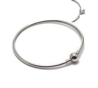 Bracelet - Jonc - Femme/Enfant - Fermoir Boule - 55 mm - Argenté - Rhodié
