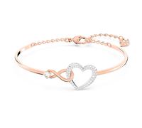 Bracelet-jonc Hyperbola, Infini et cœur, Blanc, Finition mix de métal OS