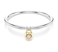 Bracelet-jonc Idyllia, Tailles variées, Cœur, Rose, Finition mix de métal S