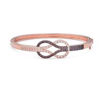 Bracelet Jonc Infini Romantique Tri-Ton Cz Symbole Nœud D'Amour Pour Femmes Petite Amie Noir Blanc Zirconia Laiton Plaqué Or Rose