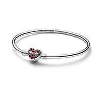 Bracelet jonc Marvel Spider-Man en argent sterling avec émail noir et rouge transparent, 17