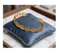 Bracelet - Jonc - Rigide - Ouvert - Motif Chaîne à Maillons - Plaqué Or 750/1000 - 64 x 50 mm - Femme