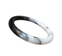 Bracelet jonc rond en jade noir et blanc pour femme, agate naturelle, taille unique, Agate