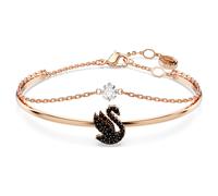 Bracelet-jonc Swan, Cygne, Noir, Doré à l’or rose 18 carats (750/1000) M