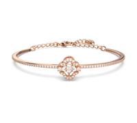 Bracelet-jonc Una, Trèfle à quatre feuilles, Blanc, Placage de ton or rosé OS