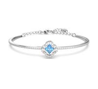 Bracelet-jonc Una, Trèfle à quatre feuilles, Bleu, Métal rhodié OS