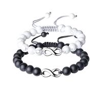 Bracelet JQ1N3 Charme Infinity Femmes Yin Yang Howlite Onyx Couple s de pierre