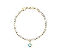 Le Petite Story Tennis Love Steel Cryst Acqu Heart Bracelet Doré Femme
