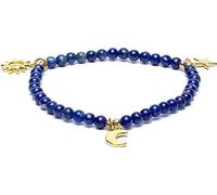 Bracelet Lapis élastique avec pendentifs étoile/lune/soleil -- 4mm