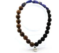 Bracelet lapis-lazuli du Pakistan + perles d'onyx noires mates + bois 8 mm