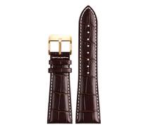 Bracelet large en cuir pour homme, 22/23/24/26/28 mm, longueur 20 cm, avec boucle ardillon et boucle papillon, accessoires remplaçables,Or blanc marron,23 mm