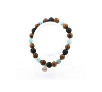 Bracelet Larimar de République Dominicaine + Perles Lave + bois 8 mm - A Bijoux