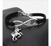 Bracelet Licorne ET Love - Bracelet Noir - Bracelet Charms - Figurine Licorne