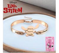 Bracelet Lilo et Stitch Ohana Famille Or rose + Sac Collector