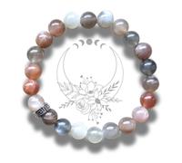 Bracelet lithothérapie en pierre de lune naturelle – Perles 8 mm – Bracelet élastique taille M universelle – Bijou énergétique et élégant