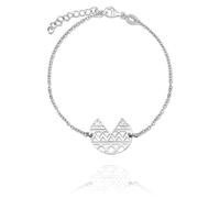 Bracelet Lobe d'argent 925m Femme 16.5cm. Rhodium inversé Luna Aztec Centre Cenefa Carada Caradon