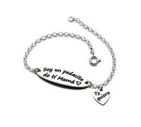 Bracelet Loi sur l'argent 925m 17cm - Madpa 33mm - motif coeur je suis un peu de toi maman, je t'aime