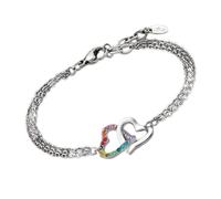 LOTUS Bracelet acier 2 coeurs pierres multicolores