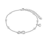 Bracelet - Lotus - Silver Infini - Pampille Coeur - Oxyde De Zirconium - 19 Cm
