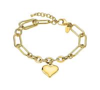 Bracelet Lotus Style Acier Doré Pampille Coeur